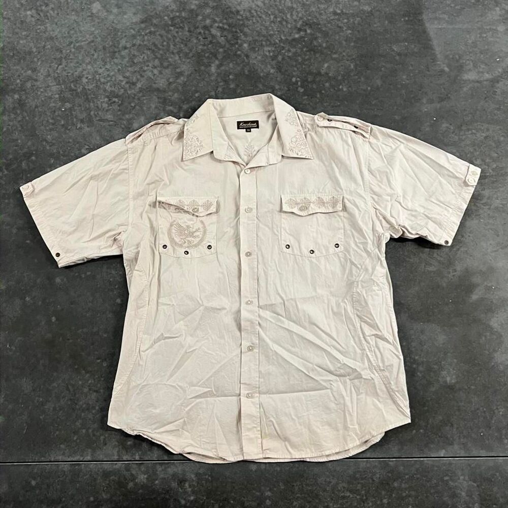 Knockout Y2K Embroidered Rhinestone Button Up Shirt 2XL - Picture 2 of 8